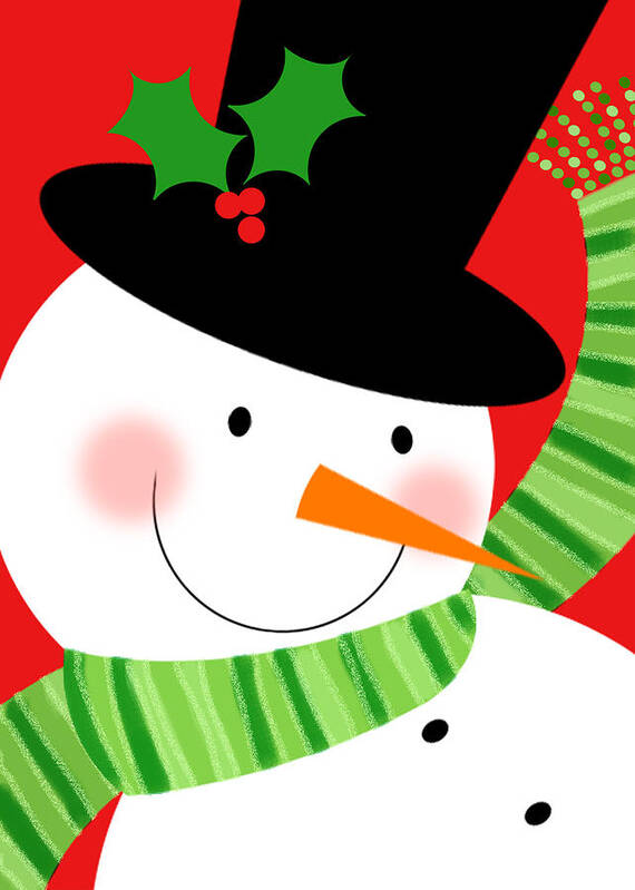Snowman Art Print featuring the digital art Merry Snowman by Valerie Drake Lesiak