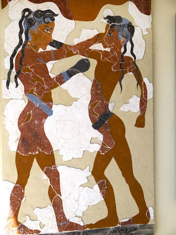 Santorini Art Print featuring the photograph Minoan Magical Boxing Boys by Brenda Kean