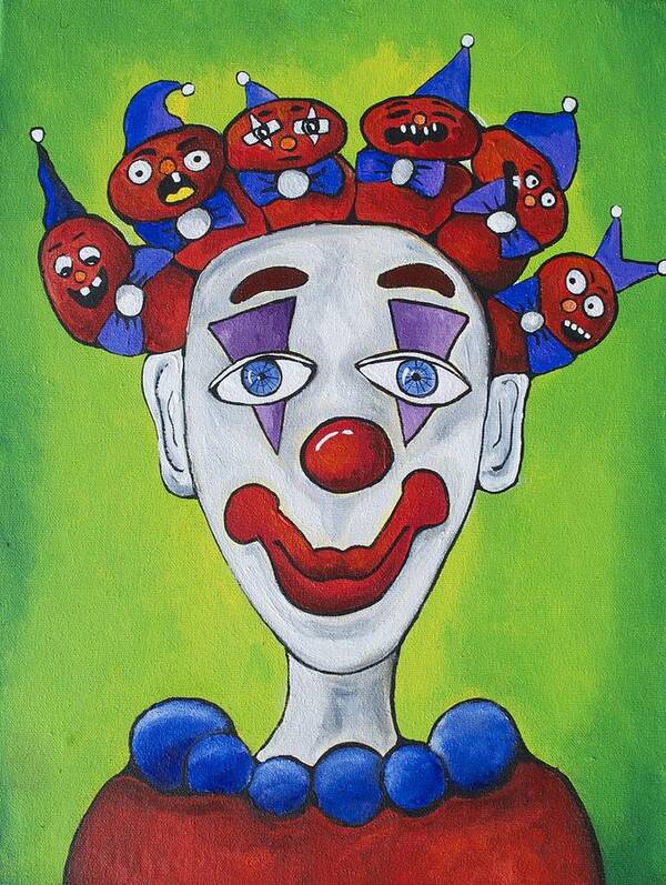 Circus Art Print featuring the painting Miss.Curly Clown by Patricia Arroyo