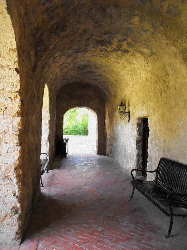 Mission Concepcion Art Print featuring the digital art Mission Arches by Jayne Wilson