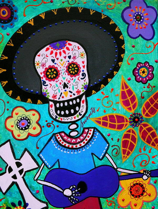 Whimsical Art Print featuring the painting Mister Mariachi by Pristine Cartera Turkus