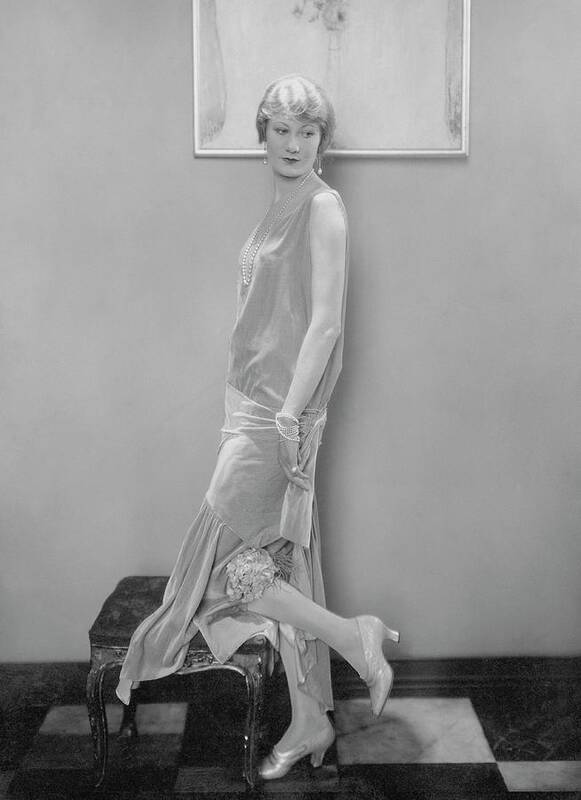 Accessories Art Print featuring the photograph Model Wearing Velvet Evening Gown by Edward Steichen