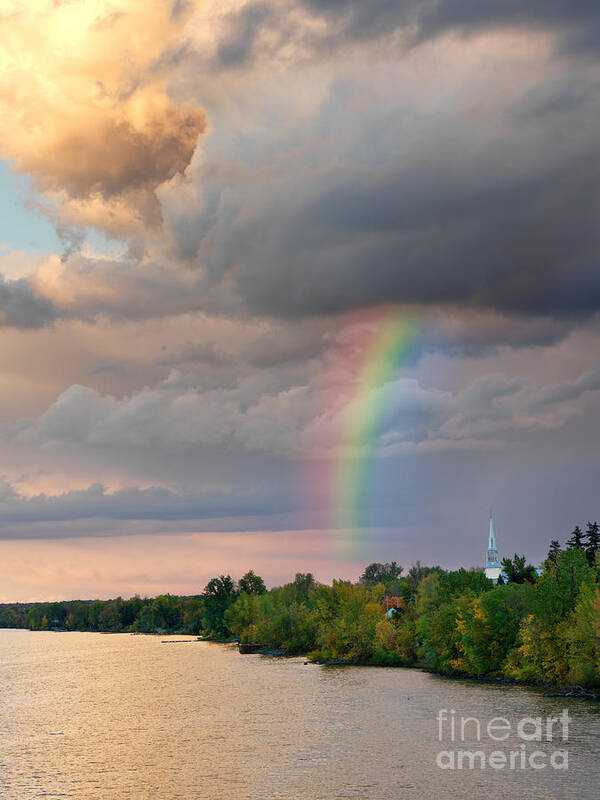 Canada Art Print featuring the photograph Mont Saint Hilaire Quebec Canada Rainbow by Laurent Lucuix