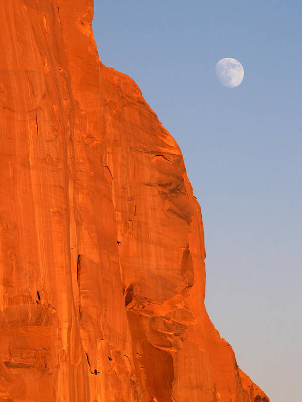 Landscapes Art Print featuring the photograph Moon at Monument Valley by JustJeffAz Photography