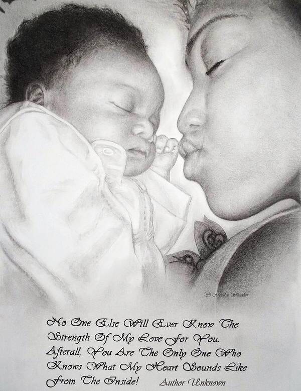 Drawing Art Print featuring the drawing Mother and Child by Melodye Whitaker