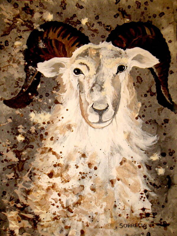 Ram Art Print featuring the painting Powell Mountain Goat by Amy Sorrell