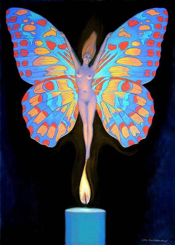 Symbolic Art Print featuring the painting Naked Butterfly Lady Transformation by Sue Halstenberg