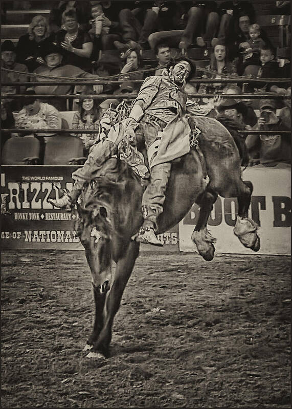 Pro Rodeo Art Print featuring the photograph National Stock Show Bare Back Action by Priscilla Burgers