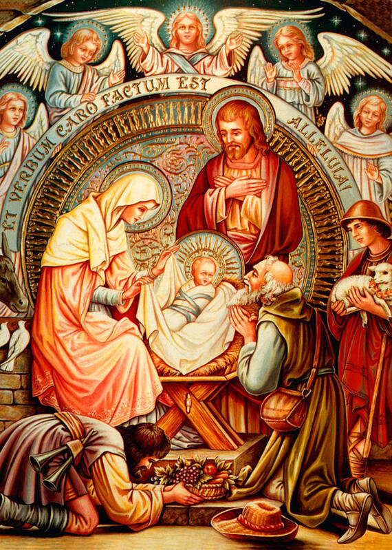 Nativity Art Print featuring the photograph Nativity and Angels by Munir Alawi