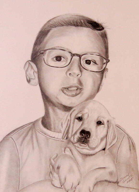 Puppy Art Print featuring the drawing New Puppy by Sharon Schultz