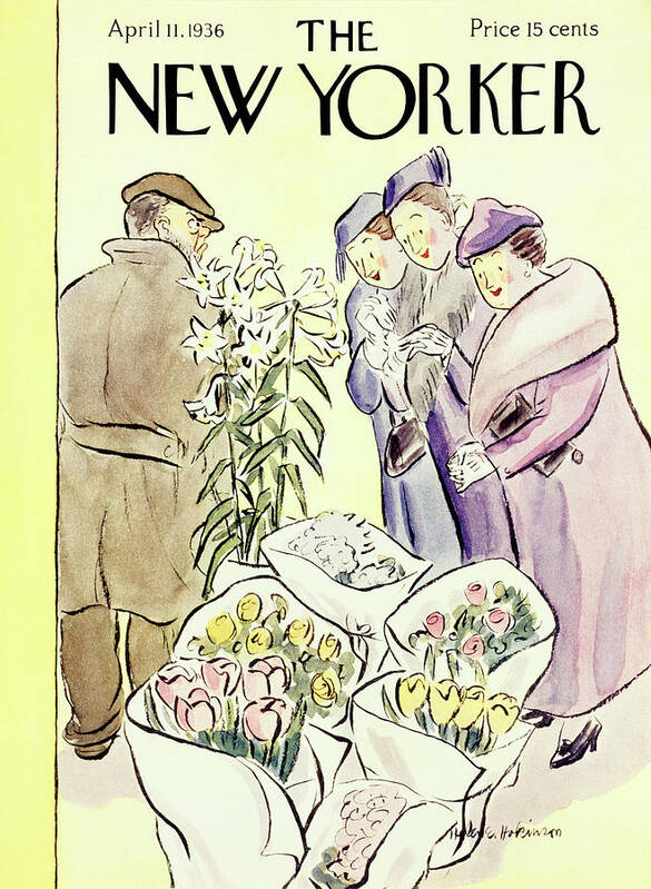 Flowers Art Print featuring the painting New Yorker April 11 1936 by Helene E Hokinson