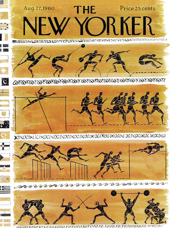 Sports Art Print featuring the painting New Yorker August 27th, 1960 by Anatol Kovarsky