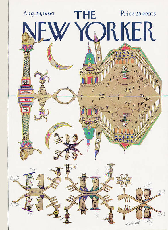 Saul Steinberg 49817 Steinbergattny Art Print featuring the painting New Yorker August 29th, 1964 by Saul Steinberg
