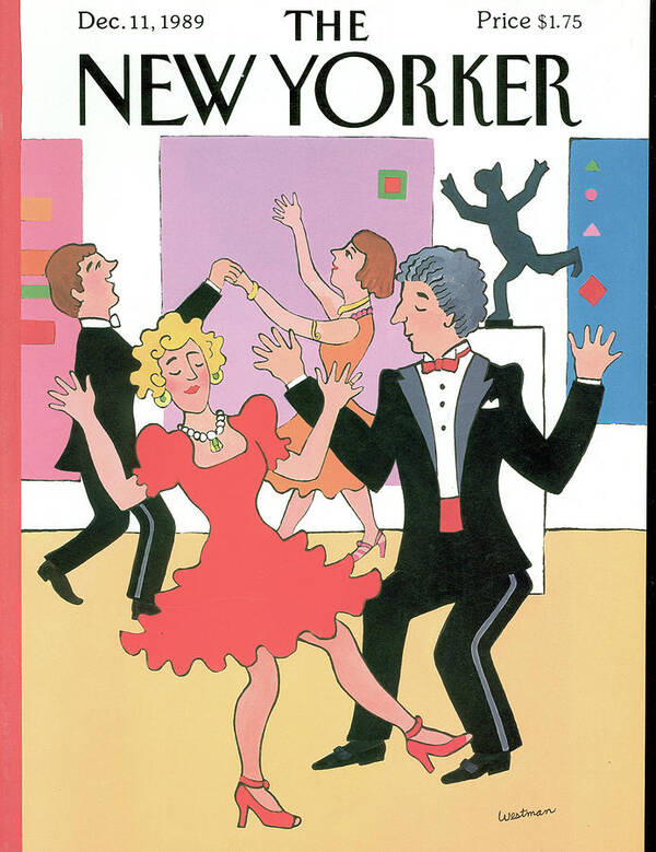(well Dressed Couples Dancing.) Leisure Art Print featuring the painting New Yorker December 11th, 1989 by Barbara Westman