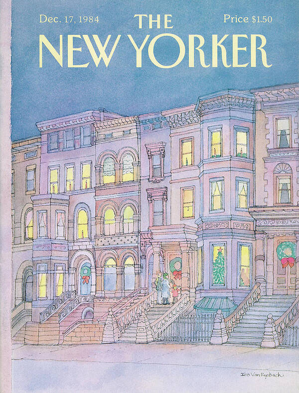 New York City Art Print featuring the painting New Yorker December 17th, 1984 by Iris VanRynbach