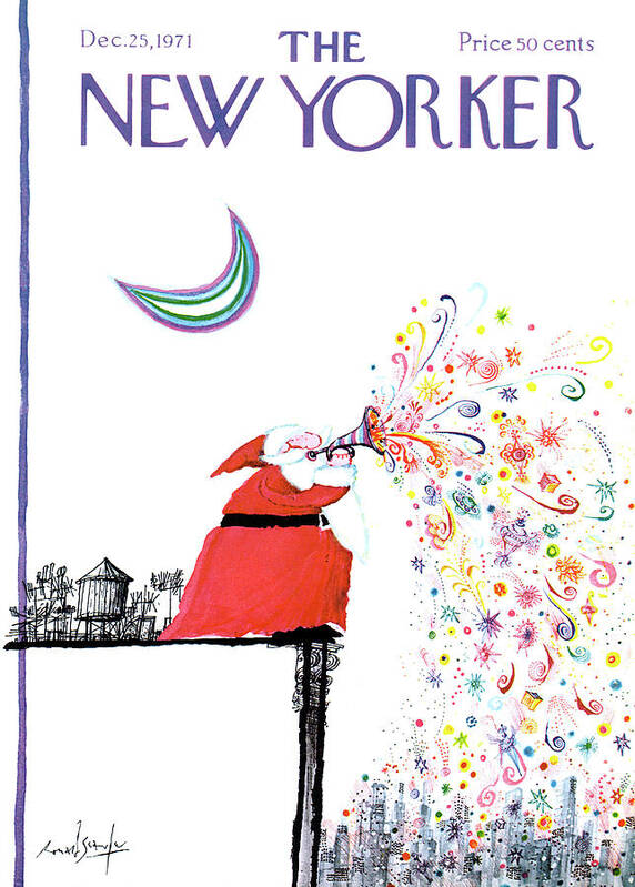 Ronald Searle Rse Art Print featuring the painting New Yorker December 25th, 1971 by Ronald Searle