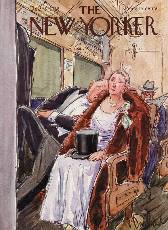 Couple Art Print featuring the painting New Yorker December 3, 1938 by Perry Barlow
