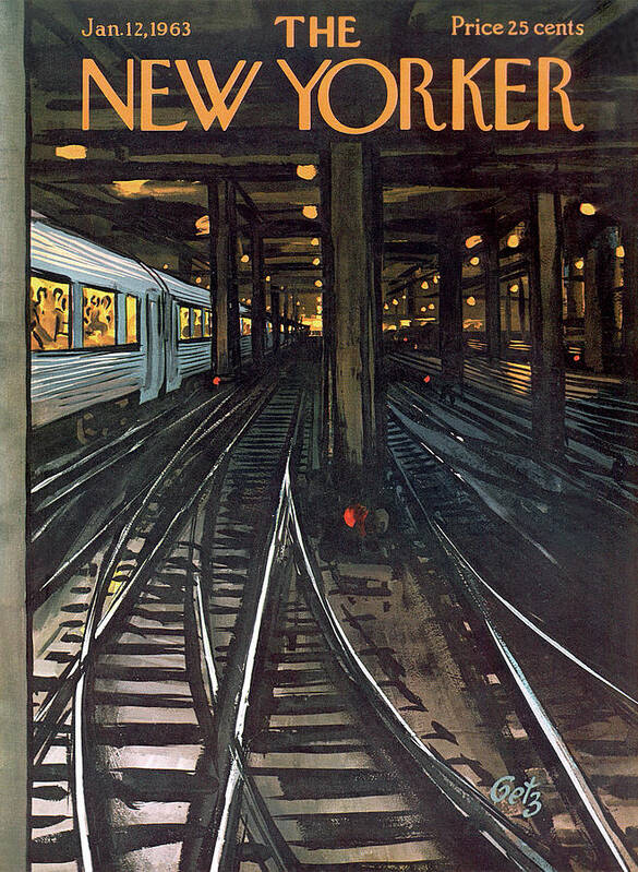 Train Art Print featuring the painting New Yorker January 12th, 1963 by Arthur Getz