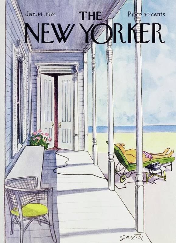Illustration Art Print featuring the painting New Yorker January 14th 1974 by Charles D Saxon