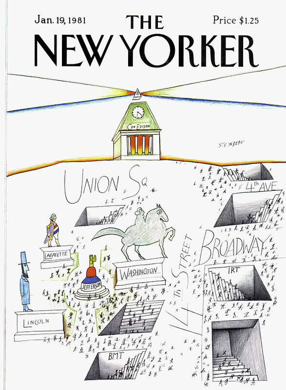 Saul Steinberg 50490 Steinbergattny Art Print featuring the painting New Yorker January 19th, 1981 by Saul Steinberg