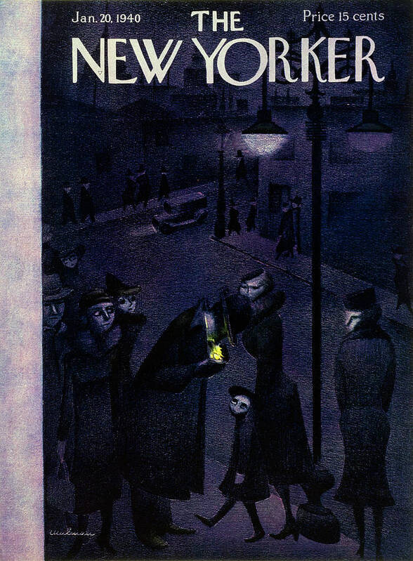 Night Art Print featuring the painting New Yorker January 20 1940 by Christina Malman