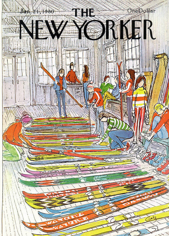 Sports Art Print featuring the painting New Yorker January 21st, 1980 by Arthur Getz