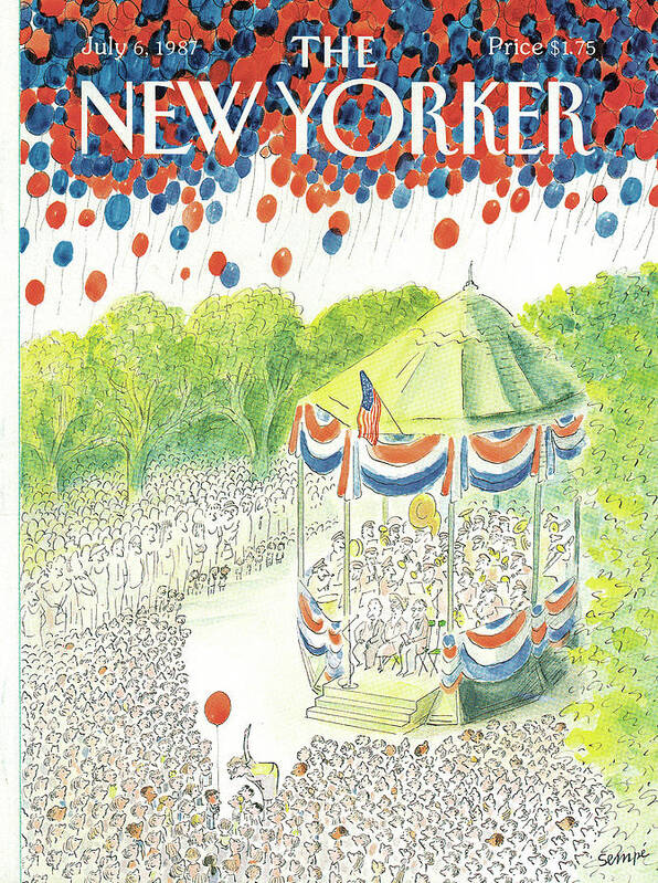 United States Art Print featuring the painting New Yorker July 6th, 1987 by Jean-Jacques Sempe