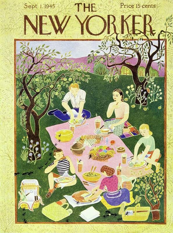 Food Art Print featuring the painting New Yorker September 1 1945 by Ilonka Karasz
