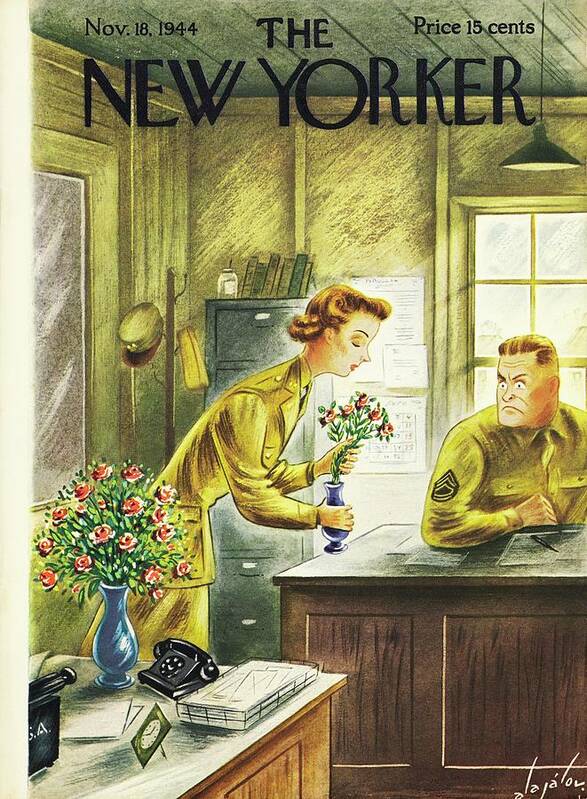 Flowers Art Print featuring the painting New Yorker November 18, 1944 by Constantin Alajalov