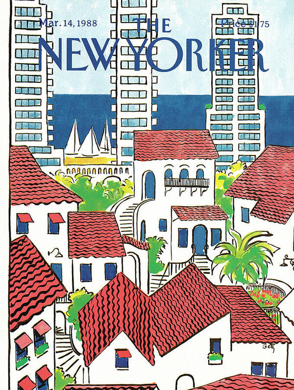 Architecture Art Print featuring the painting New Yorker March 14th, 1988 by Arthur Getz