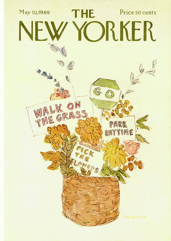  Walk On The Grass Art Print featuring the painting New Yorker May 10th, 1969 by James Stevenson