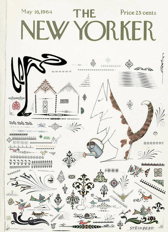 Saul Steinberg 49802 Steinbergattny Art Print featuring the painting New Yorker May 16th, 1964 by Saul Steinberg