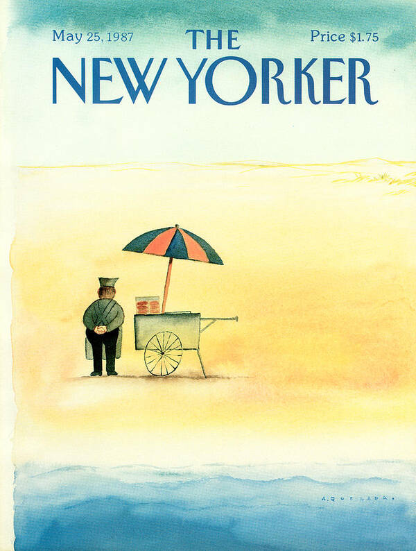 Beach Art Print featuring the painting New Yorker May 25th, 1987 by Abel Quezada