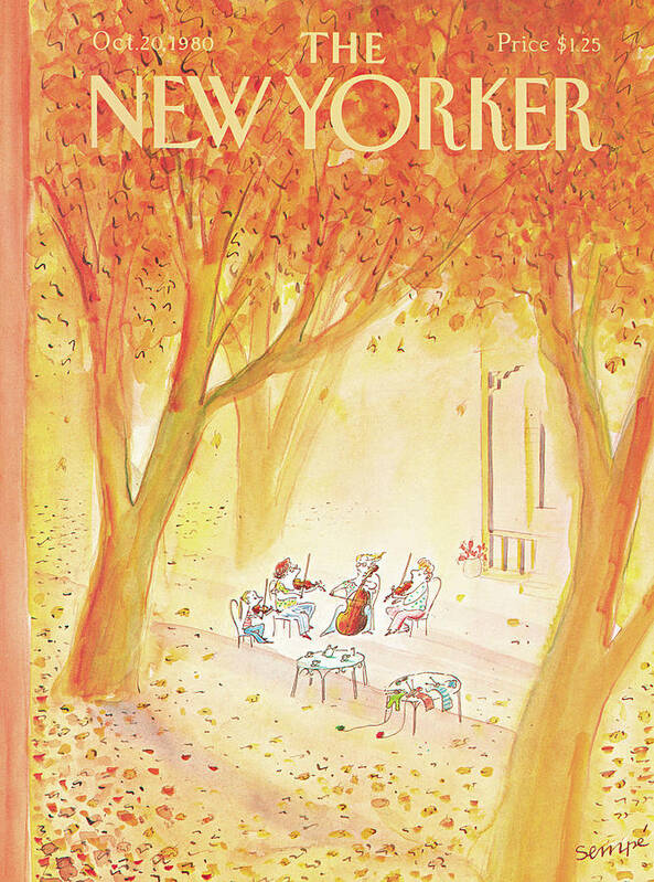 String Quartet Art Print featuring the painting New Yorker October 20th, 1980 by Jean-Jacques Sempe