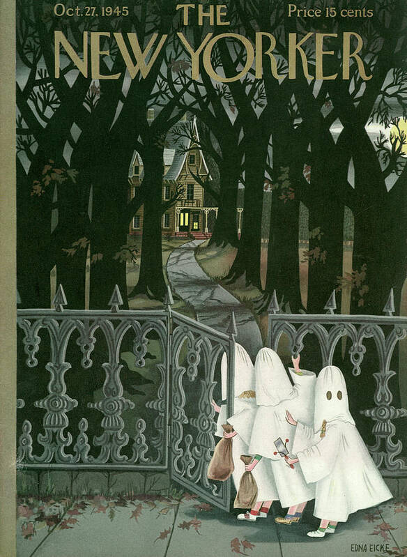 Halloween Art Print featuring the painting New Yorker October 27, 1945 by Edna Eicke