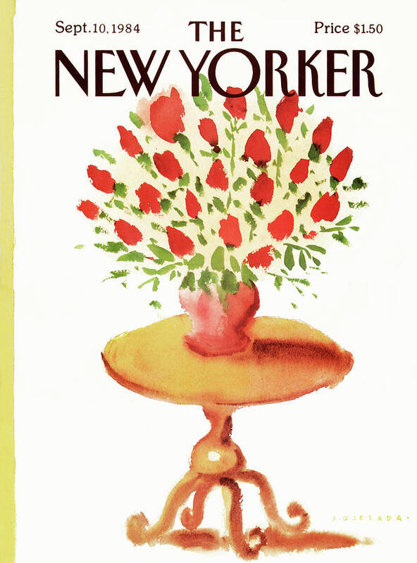 Bouquet Art Print featuring the painting New Yorker September 10th, 1984 by Abel Quezada