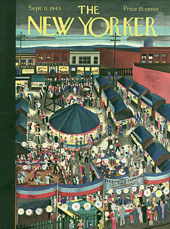 Party Art Print featuring the painting New Yorker September 11, 1943 by Ilonka Karasz