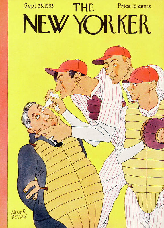 Baseball Art Print featuring the painting New Yorker September 23rd, 1933 by Abner Dean