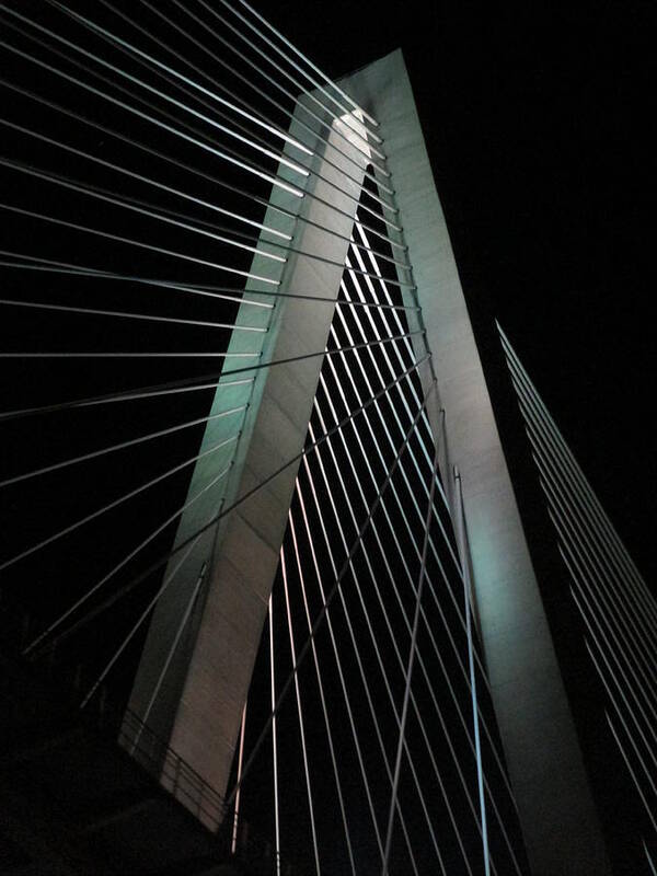 Arthur Ravenel Jr Bridge Art Print featuring the photograph Night Bridge 2 by Randall Weidner