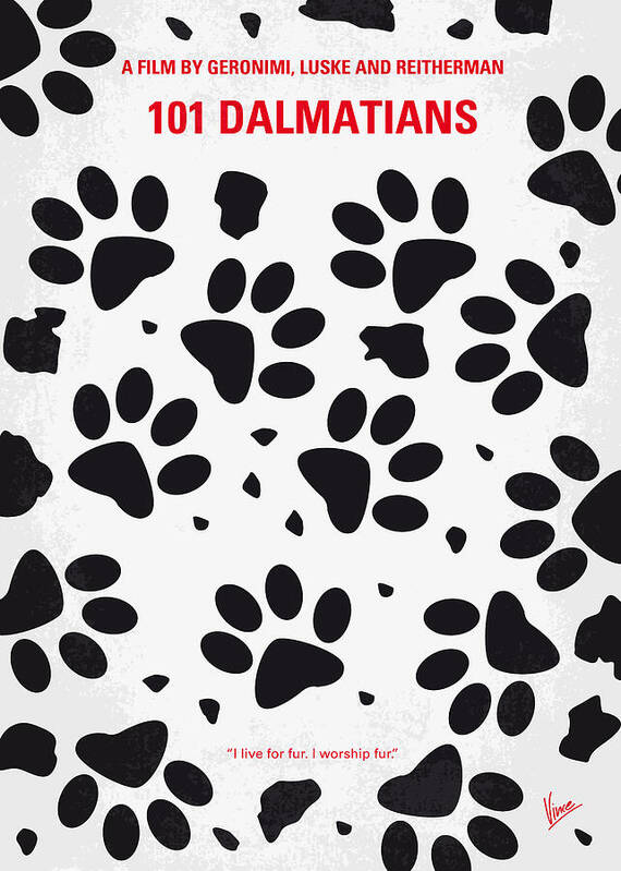 101 Dalmatians Art Print featuring the digital art No229 My 101 Dalmatians minimal movie poster by Chungkong Art