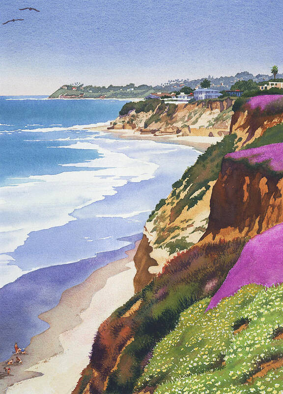 North County Art Print featuring the painting North County Coastline by Mary Helmreich