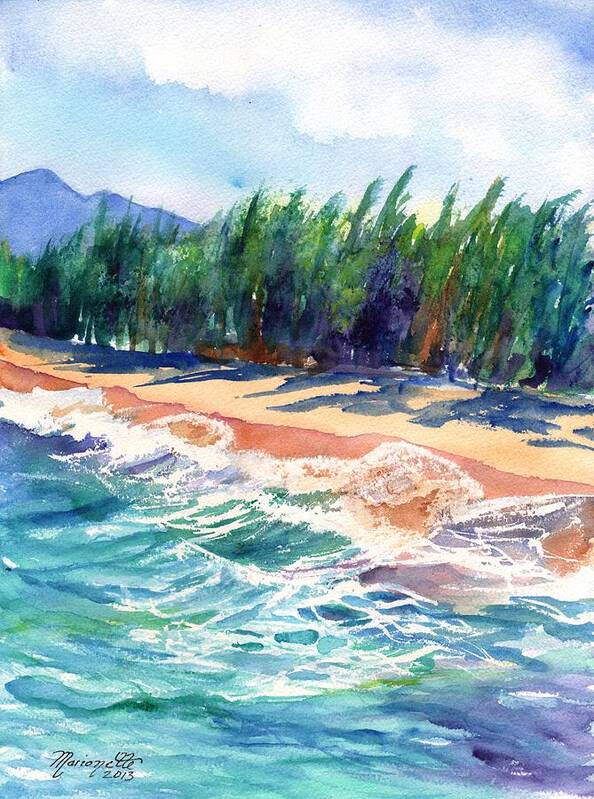 Kauai Ocean Watercolor Art Print featuring the painting North Shore Beach 2 by Marionette Taboniar