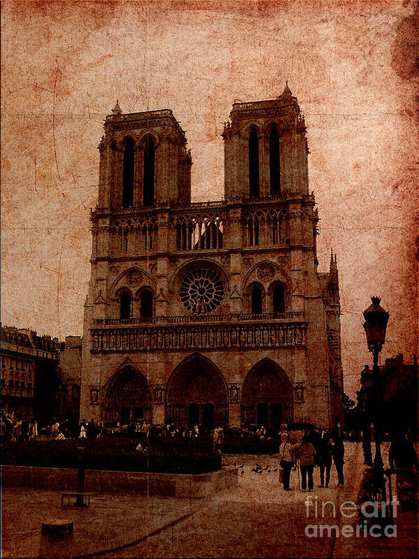 Notre Dame Art Print featuring the digital art Notre Dame - Paris by Soumya Bouchachi