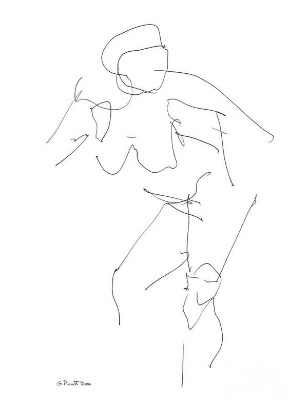 Female Art Print featuring the drawing Nude Female Drawings 14 by Gordon Punt