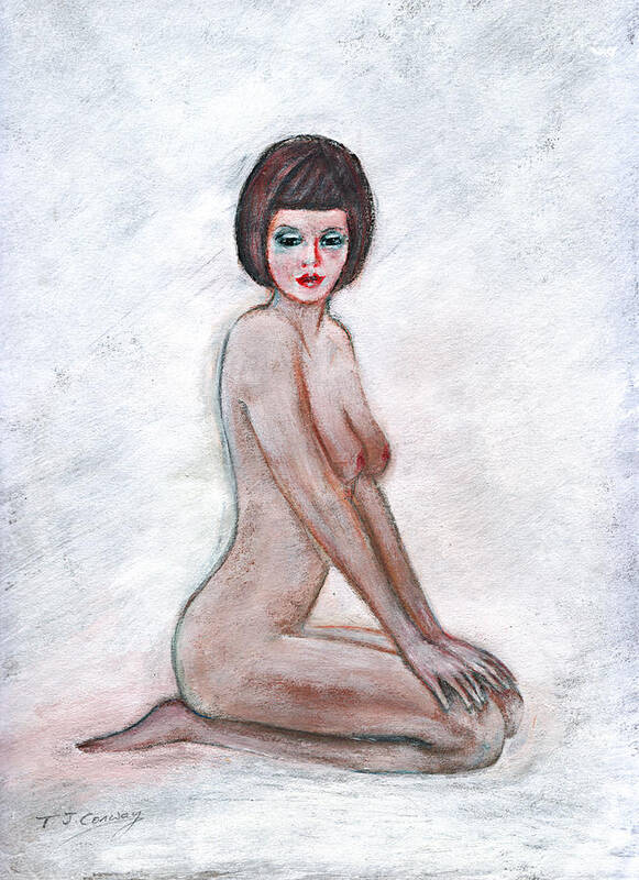 Girl Art Print featuring the painting Nude in the white room by Tom Conway