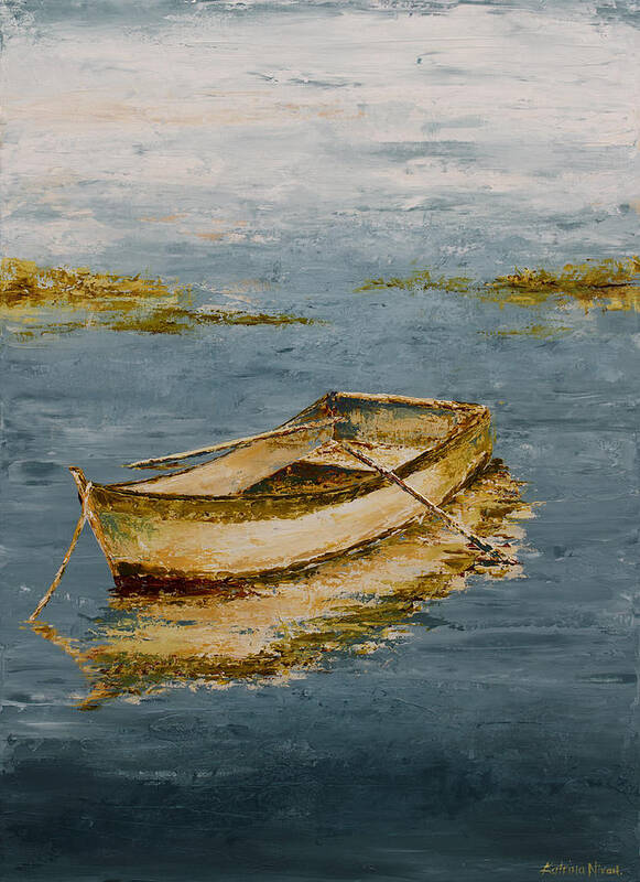Blue Art Print featuring the painting Ocean Row Boat by Katrina Nixon