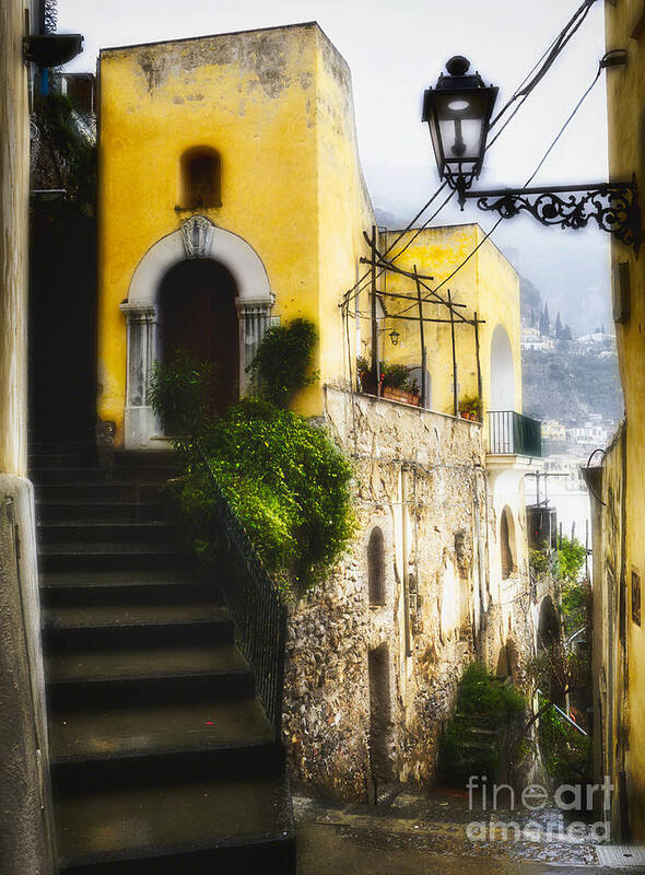 Positano Art Print featuring the photograph Old Street in Positano by George Oze