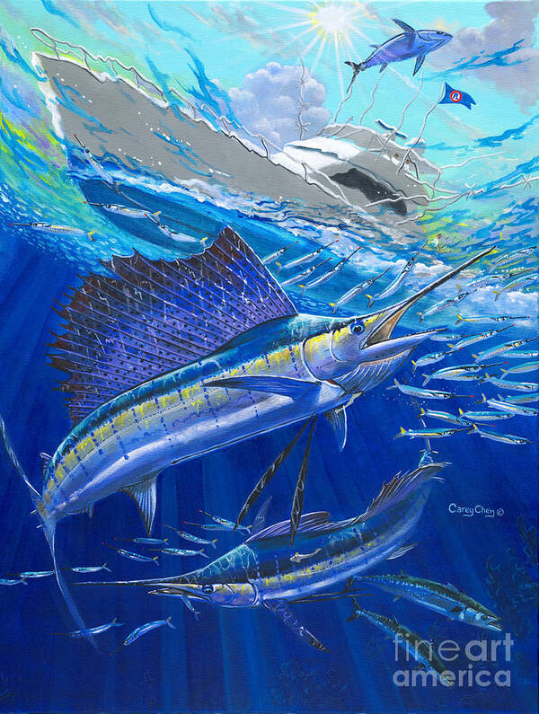 Sailfish Art Print featuring the painting Out Of Sight by Carey Chen