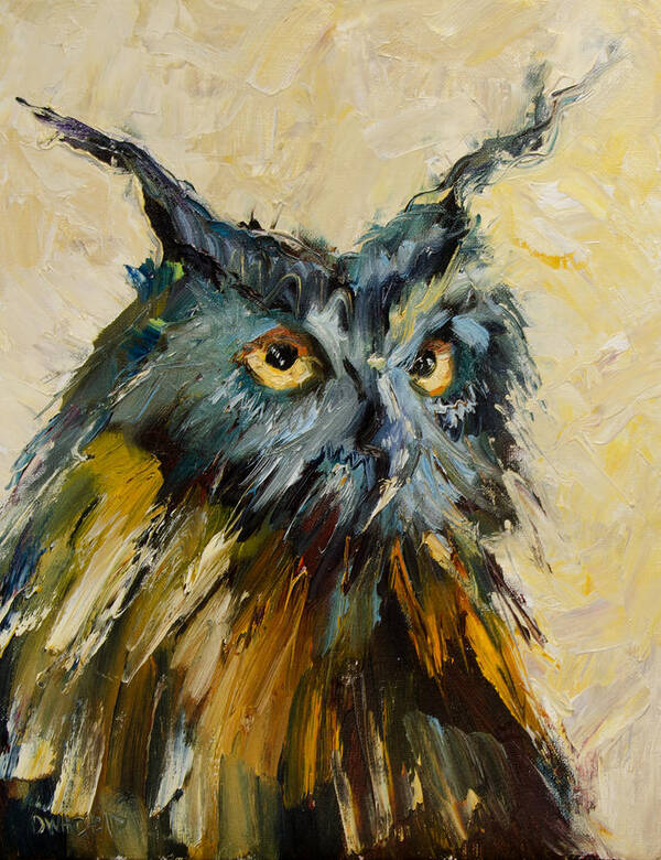 Owl Art Art Print featuring the painting Owl Study by Diane Whitehead