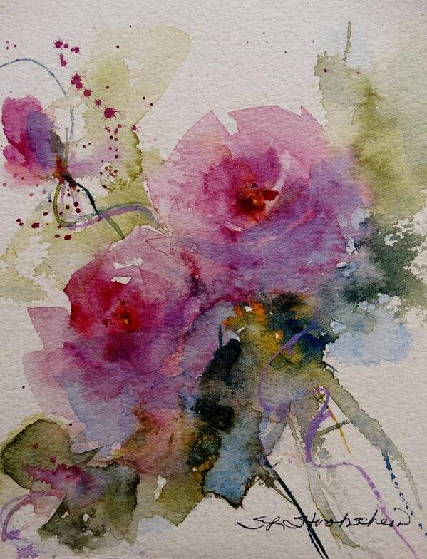 Primrose Art Print featuring the painting Paper Roses by Sandra Strohschein